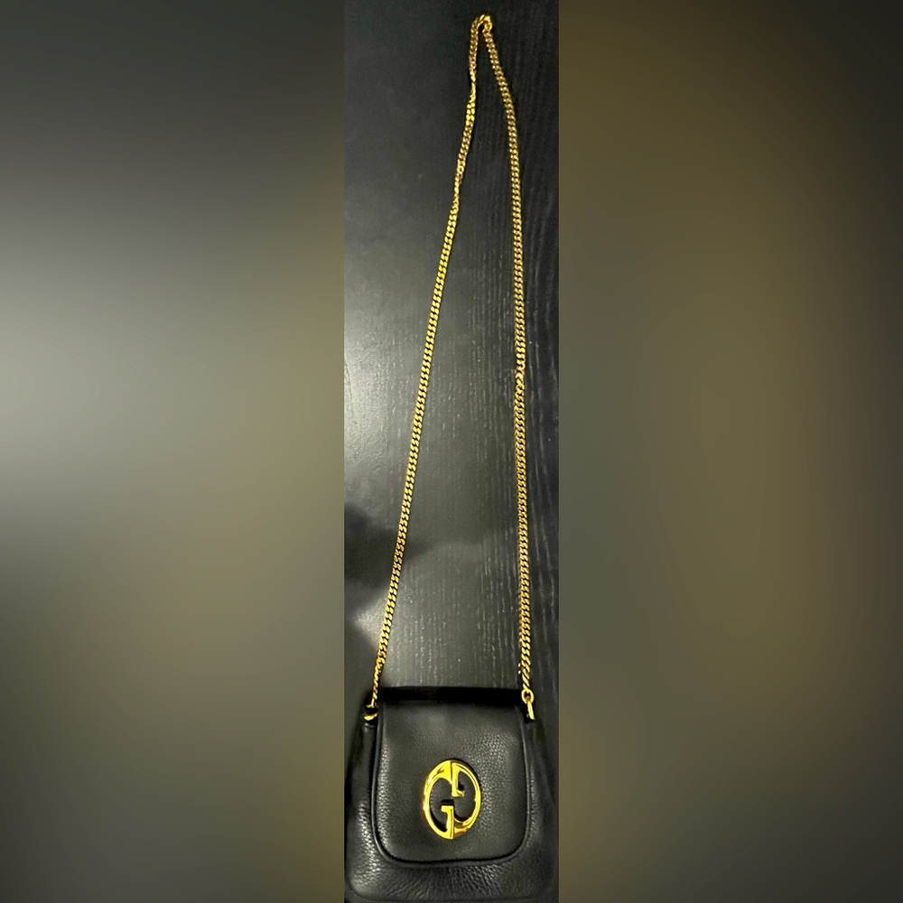 Gucci 1973 Small GHW Black Pebbled Leather Crossbody Bag